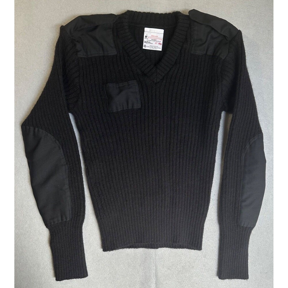 Vtg Brigade Quartermasters Woolly Pully Commando Sweater Men 40 Black Wool UK